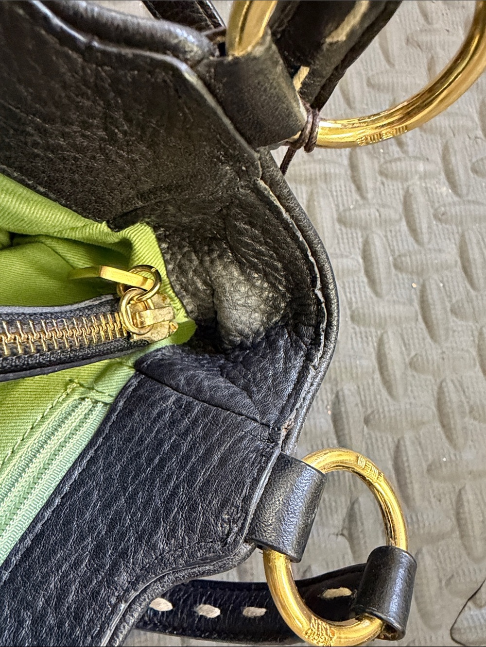 Sigrid Olsen Black Leather Shoulder Bag with Gold Accents - Picture 10 of 11